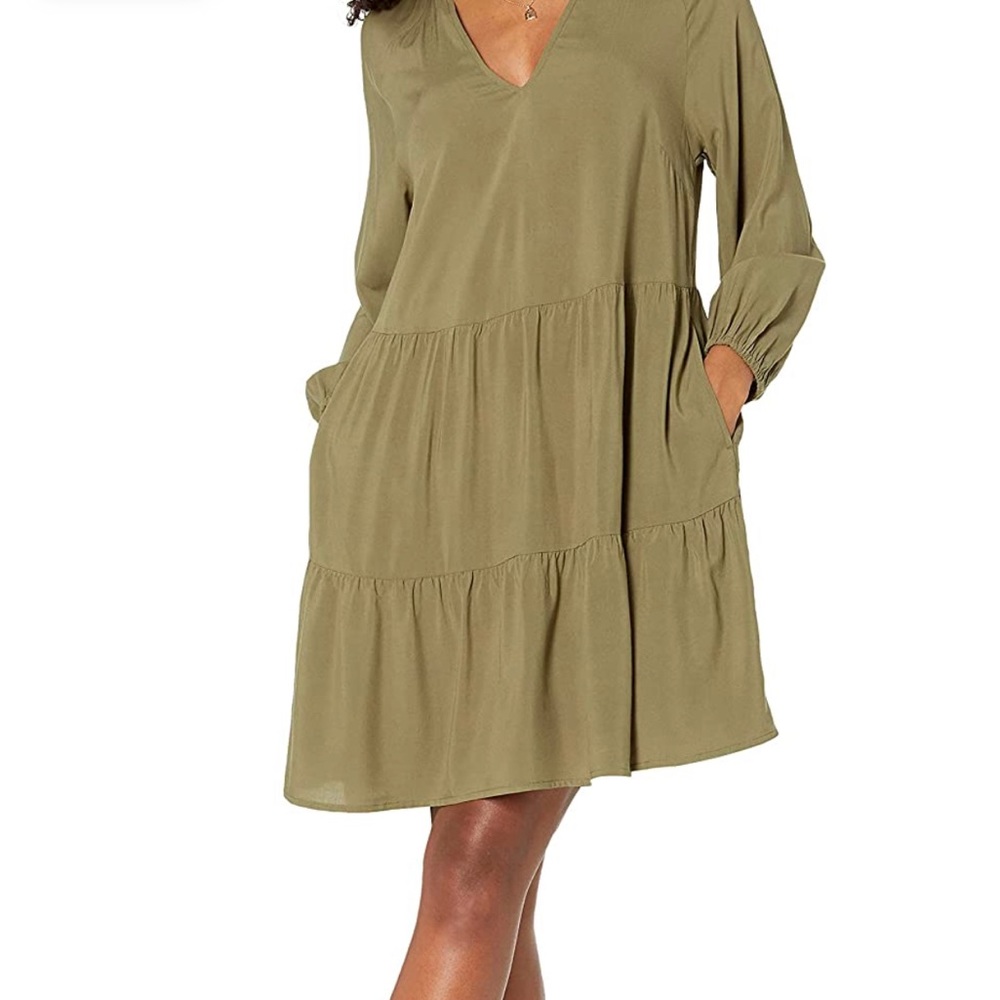 Ruffled neck tiered mini dress